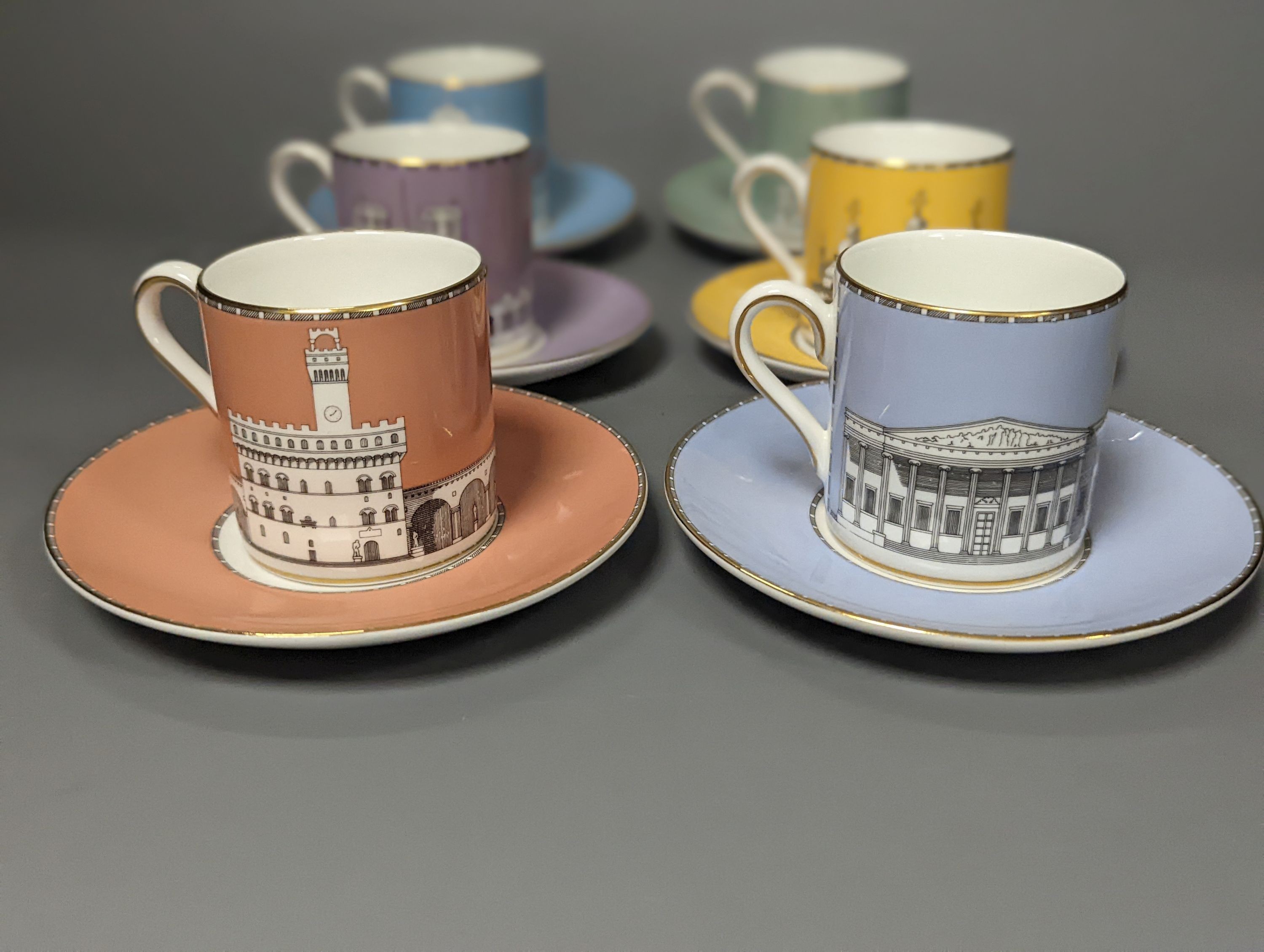 A Wedgwood Grand Tour coffee set (6+6)